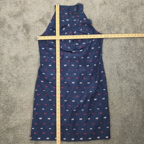 Banana Republic Women's Elegant Navy Blue Floral Sleeveless Sheath Dress Size 12 - Picture 4 of 10